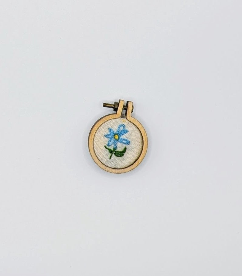 Blue Flower Mini Hoop Embroidery