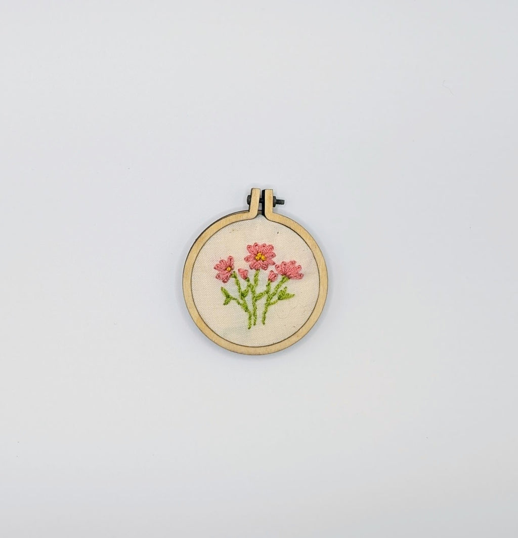 Pink Flowers Mini Embroidery Hoop