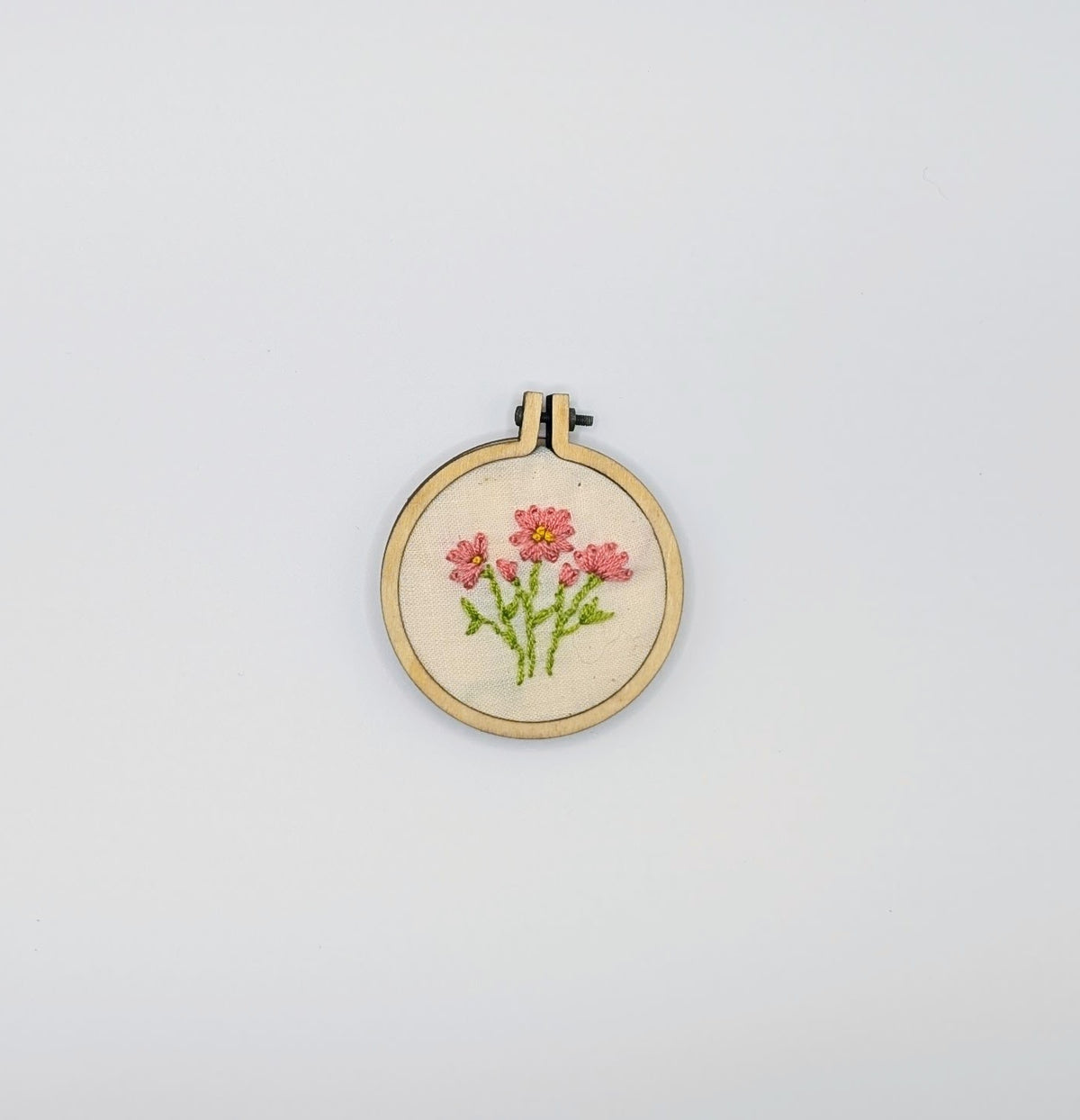 Pink Flowers Mini Embroidery Hoop