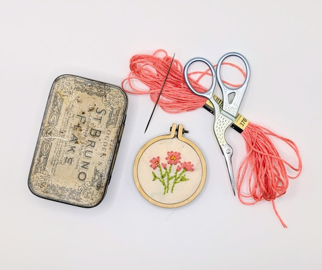 Pink Flowers Mini Embroidery Hoop
