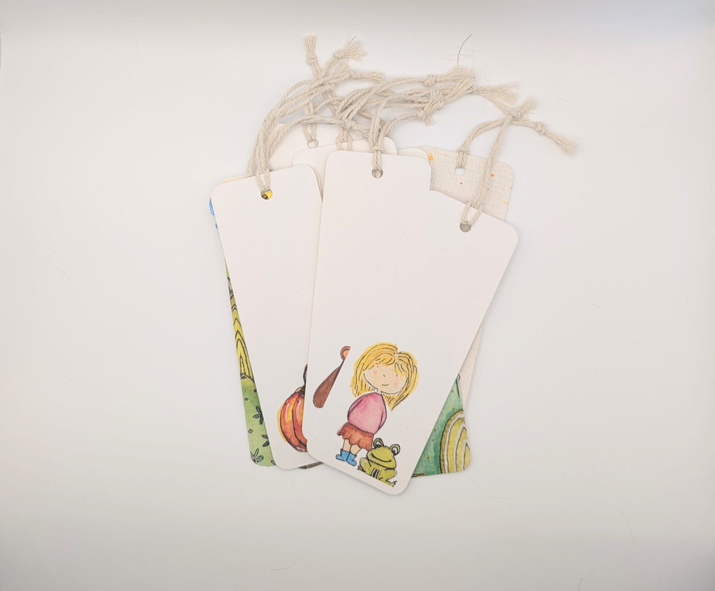 Ginger cat watercolour bookmark with natural twine tassel