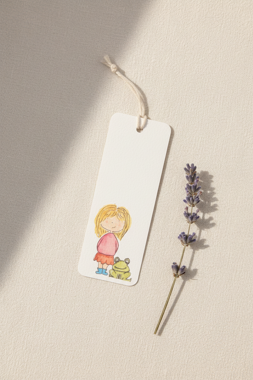 Little Girl & Frog Bookmark Lifestyle